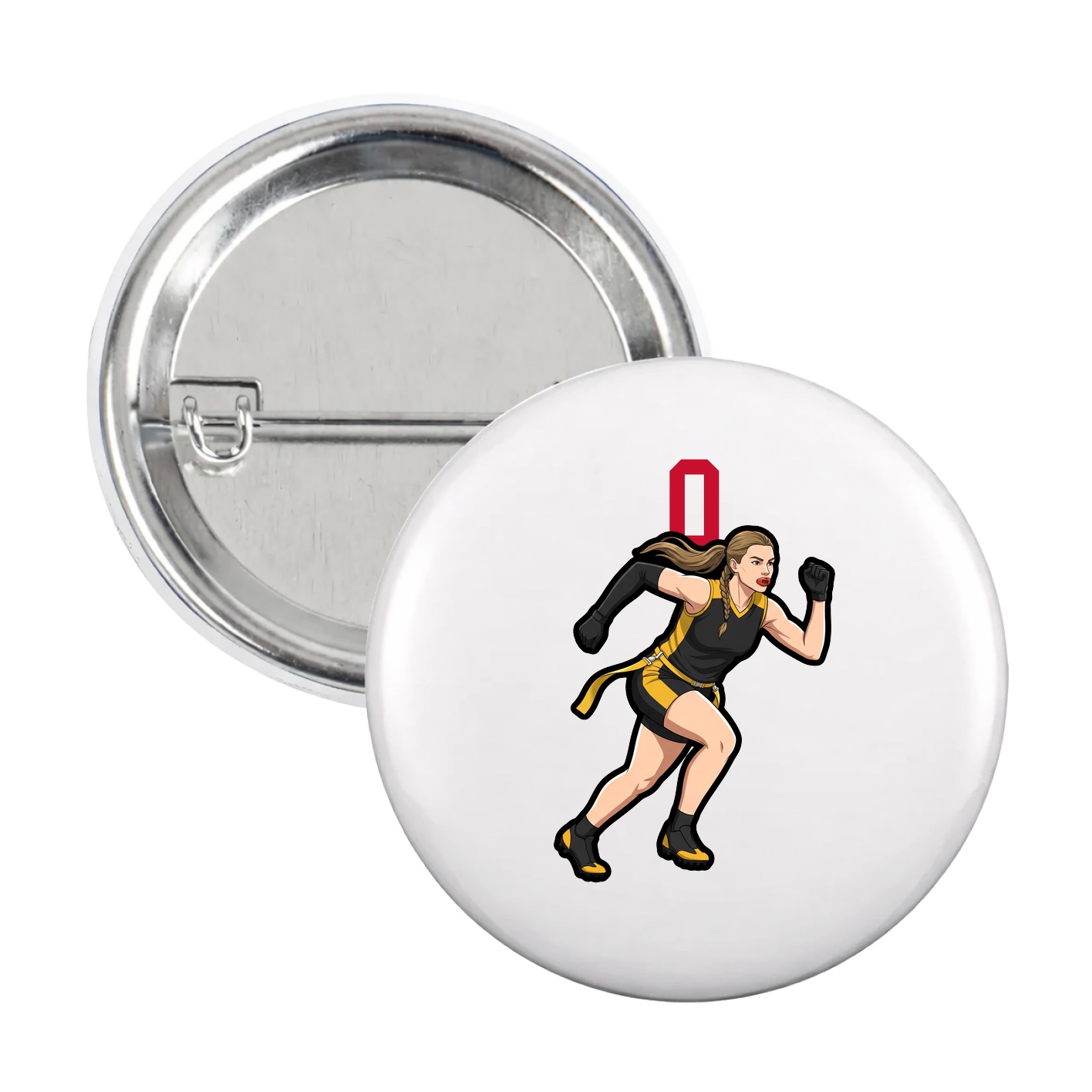Game Day Button — Number Top in White