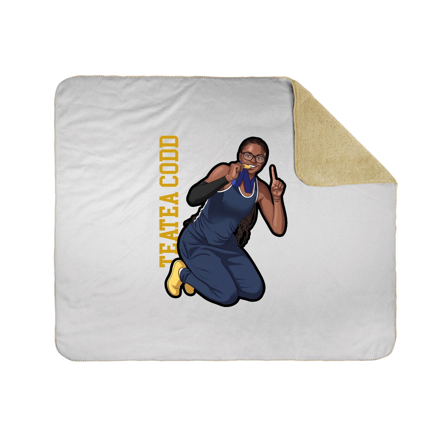 Throw Blanket — Name Vertical in White