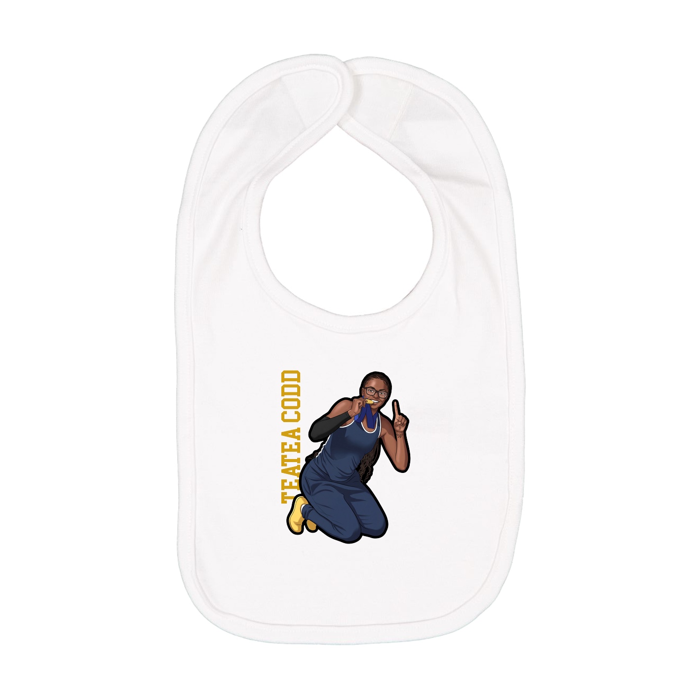 Infant Bib — Name Vertical in White