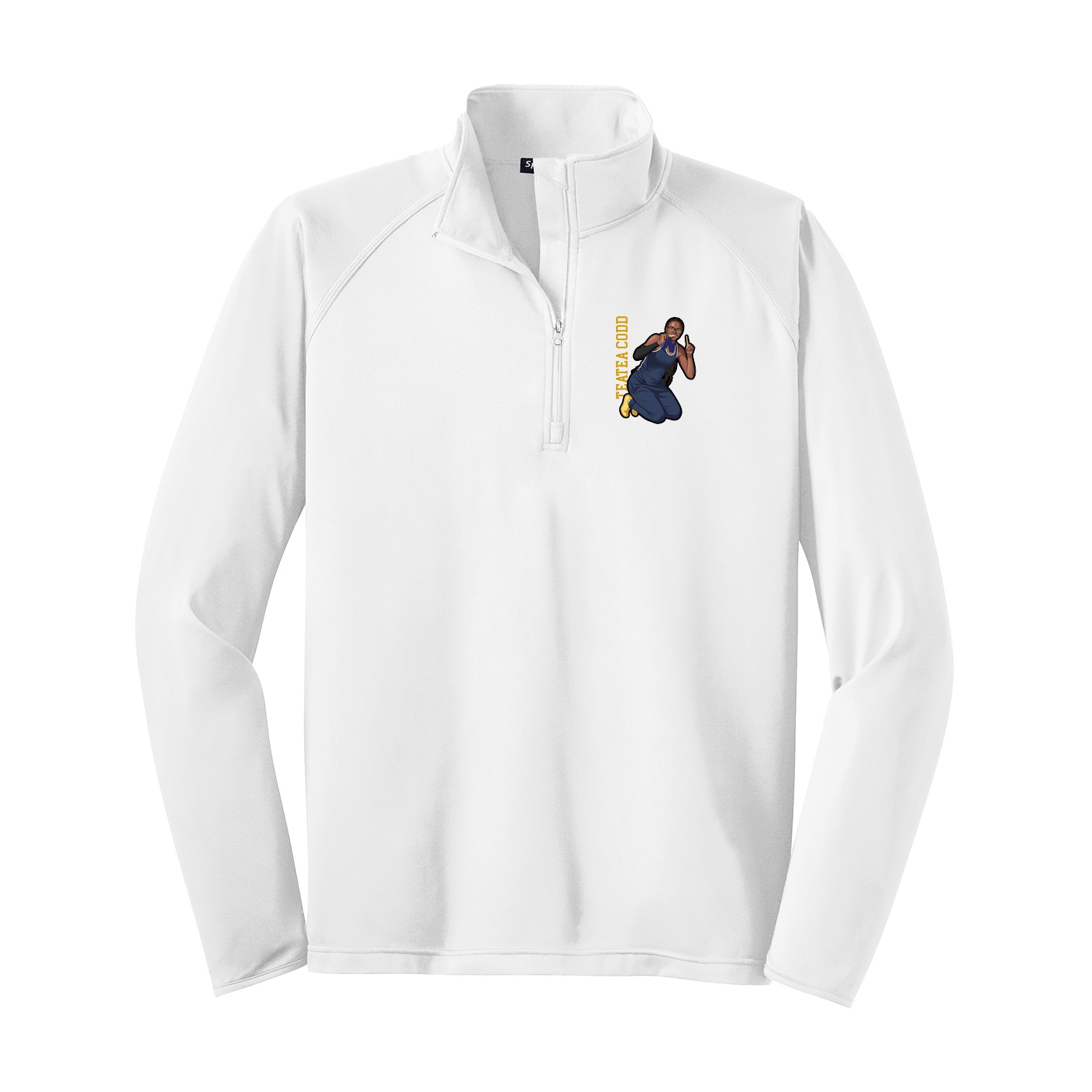 Q-Zip Pullover — Name Vertical in White