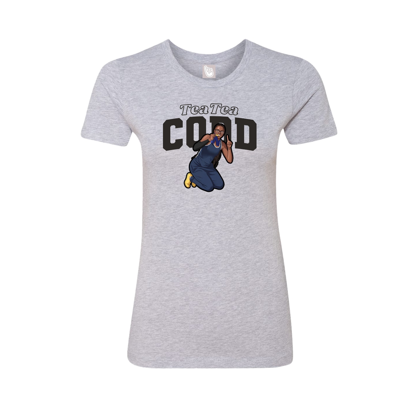 Fitted Women's Tee — Name Arch in Grey