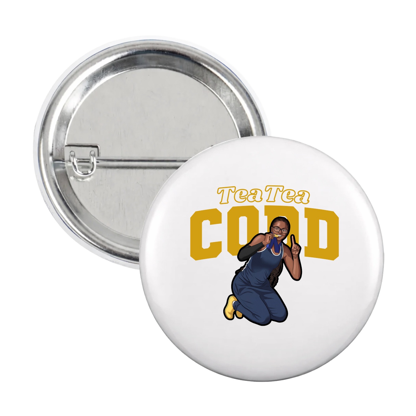 Game Day Button — Name Arch in White