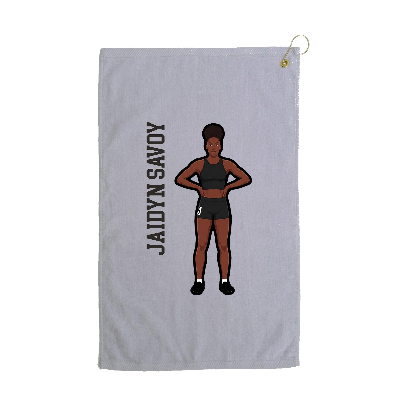 Golf Towel — Name Vertical in Grey