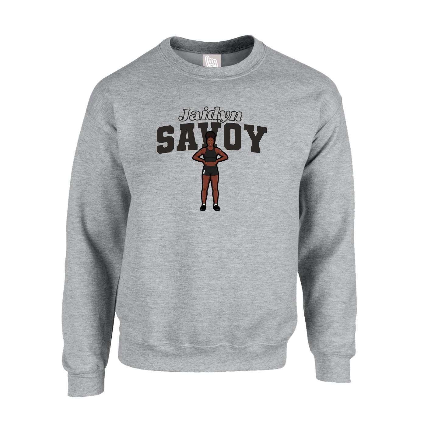 Fleece Crew — Name Arch in Grey