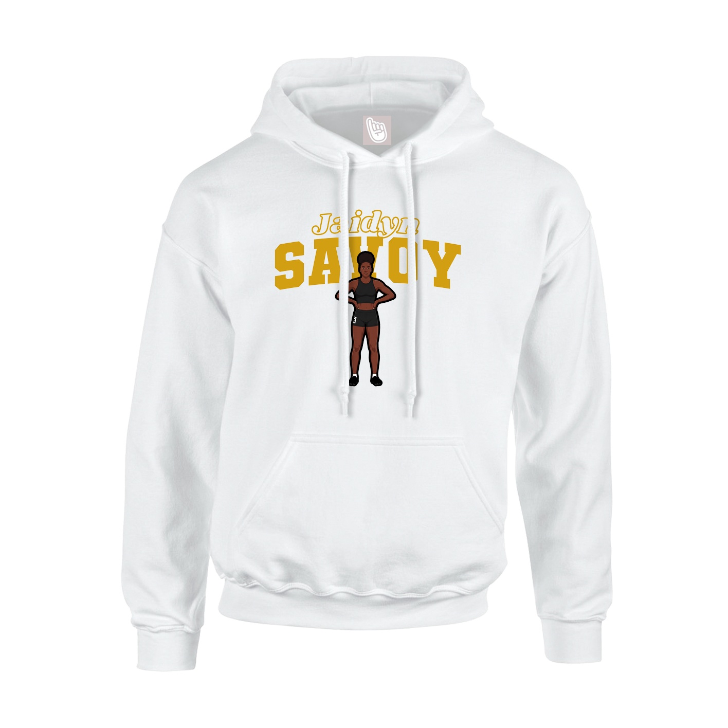 Youth Hoodie — Name Arch in White