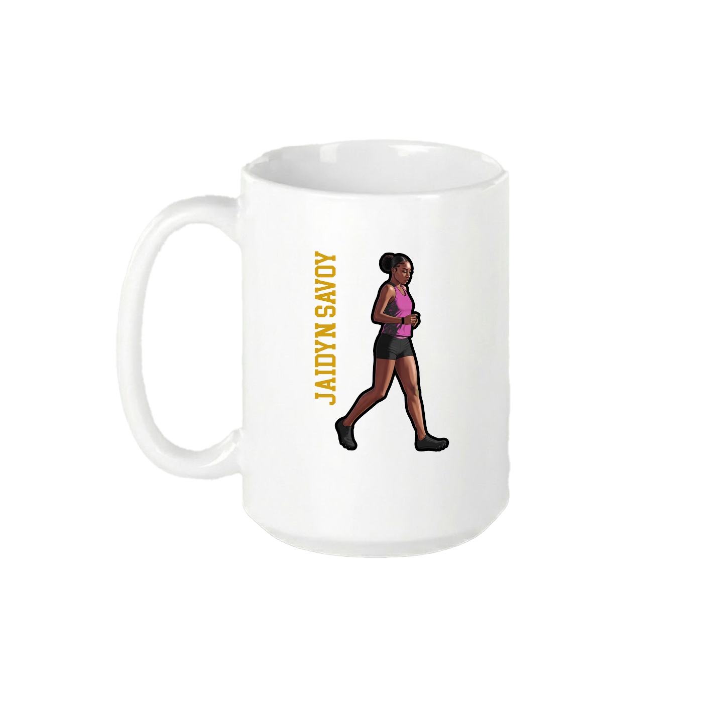 15oz Coffee Mug — Name Vertical in White