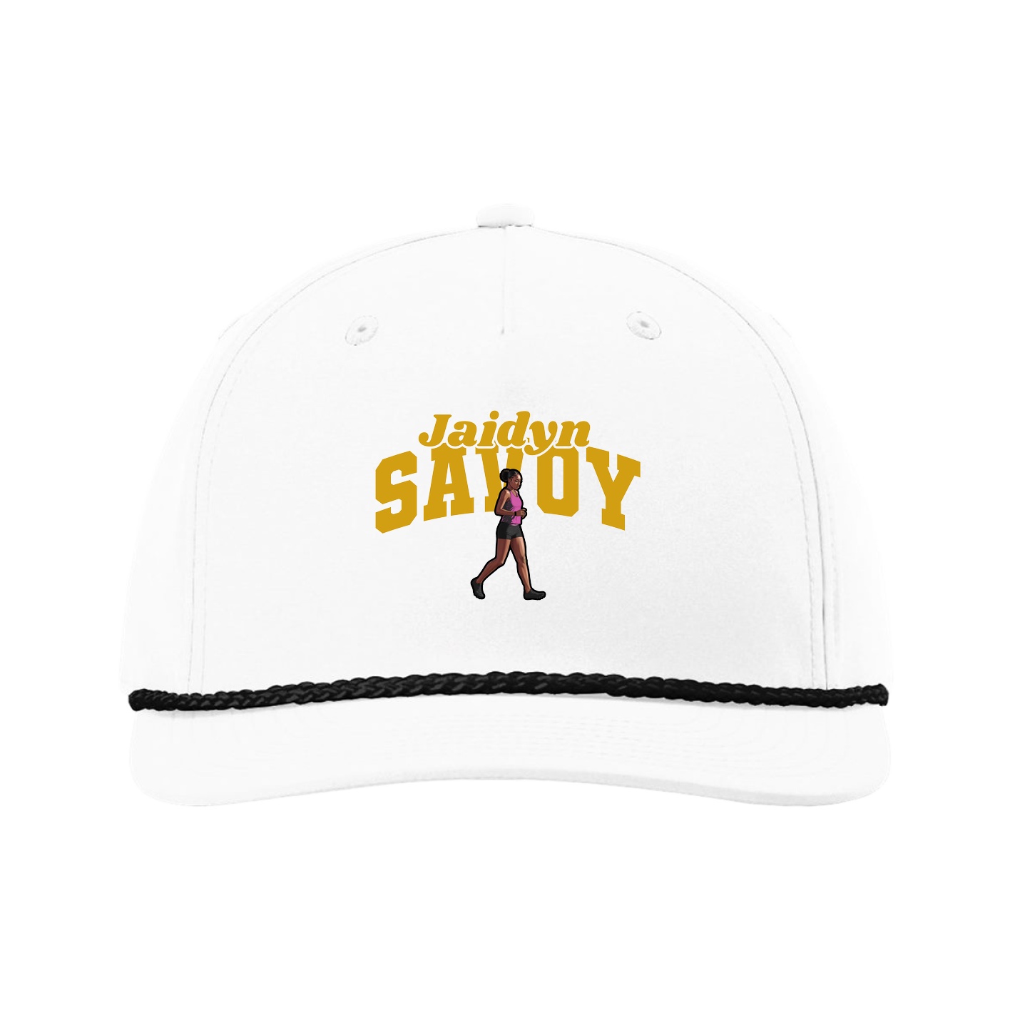 Five-Panel Classic Rope Cap — Signature Arch in White