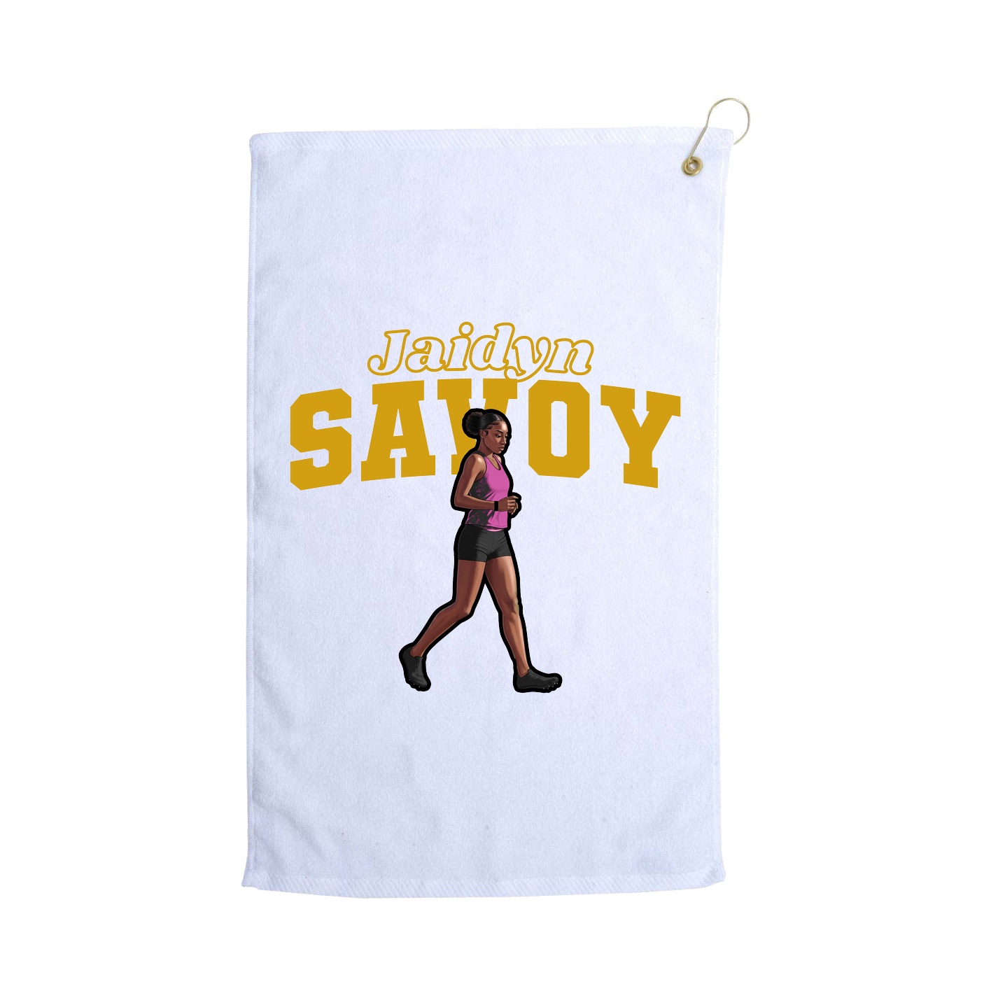 Golf Towel — Name Arch in White