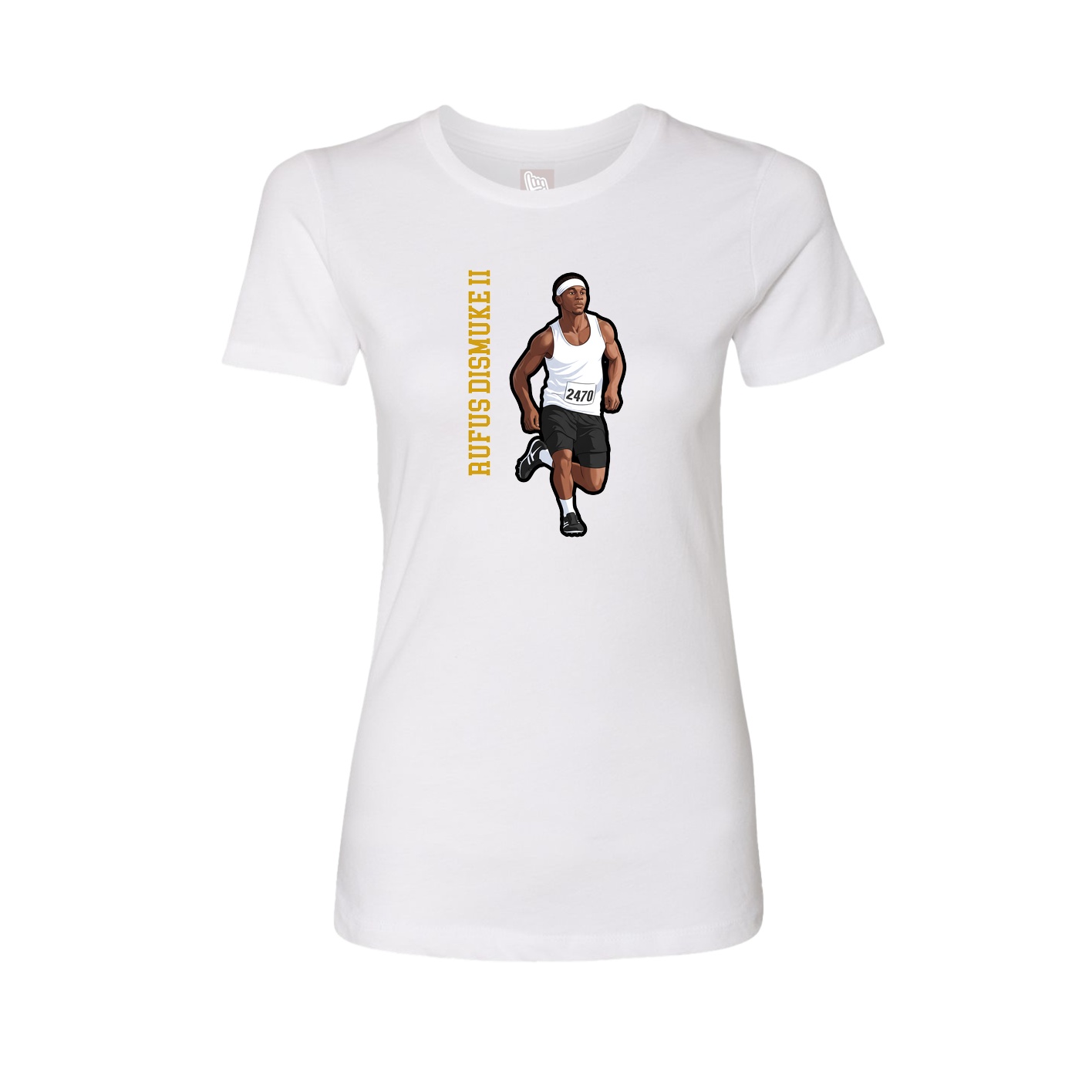 Fitted Women's Tee — Name Vertical in White