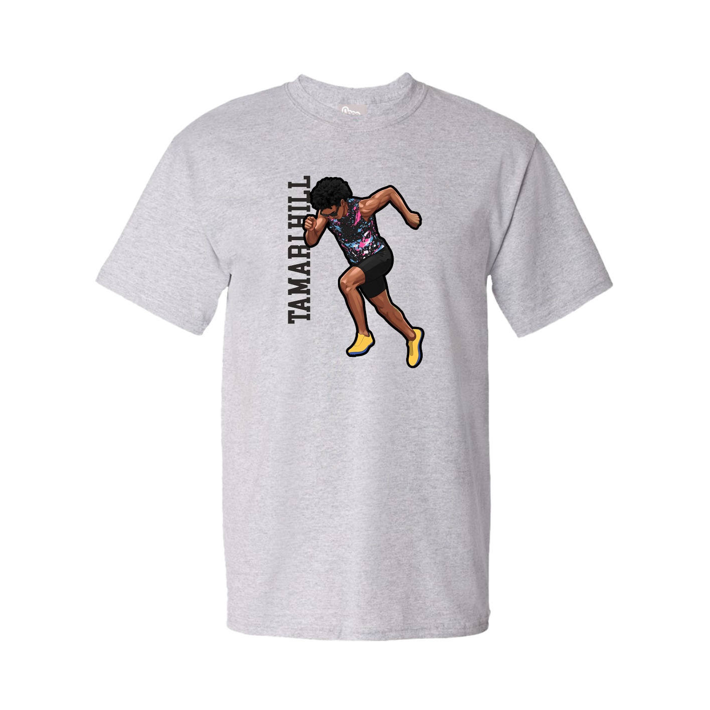 Tee — Name Vertical in Grey