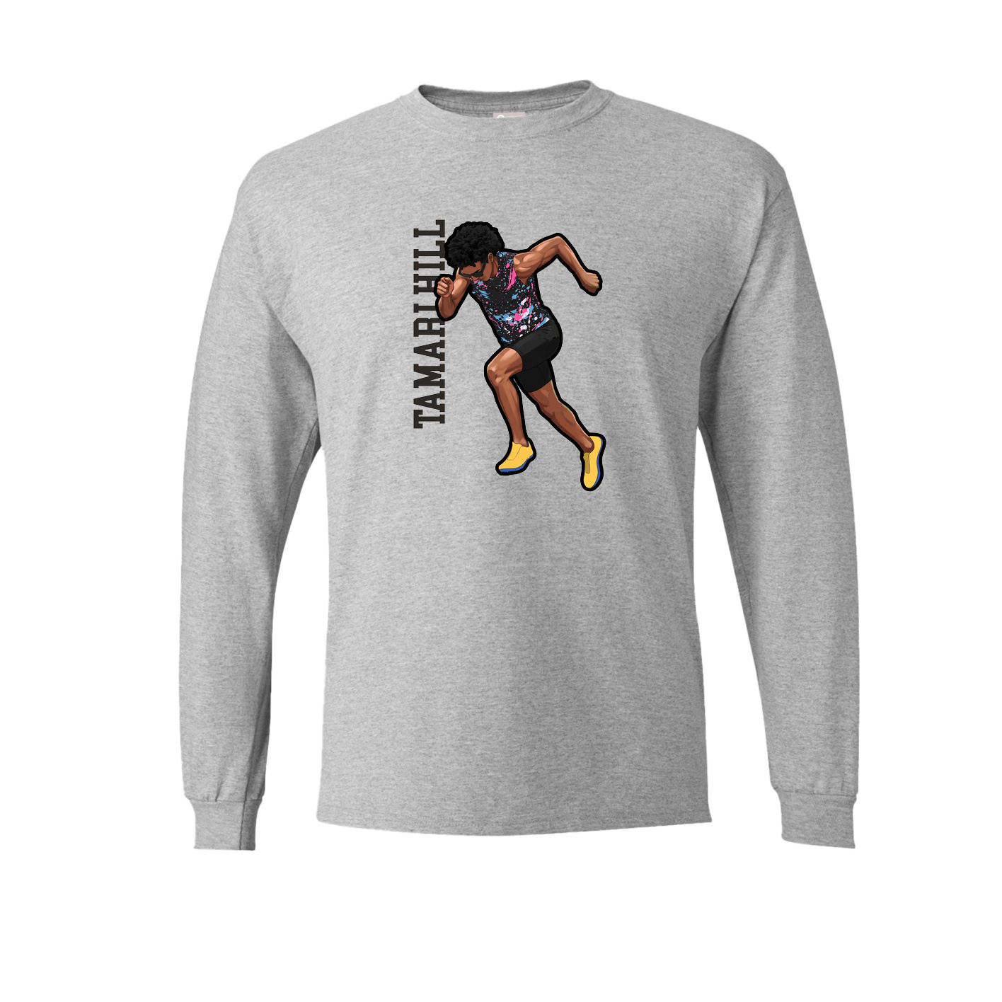Long Sleeve Tee — Name Vertical in Grey
