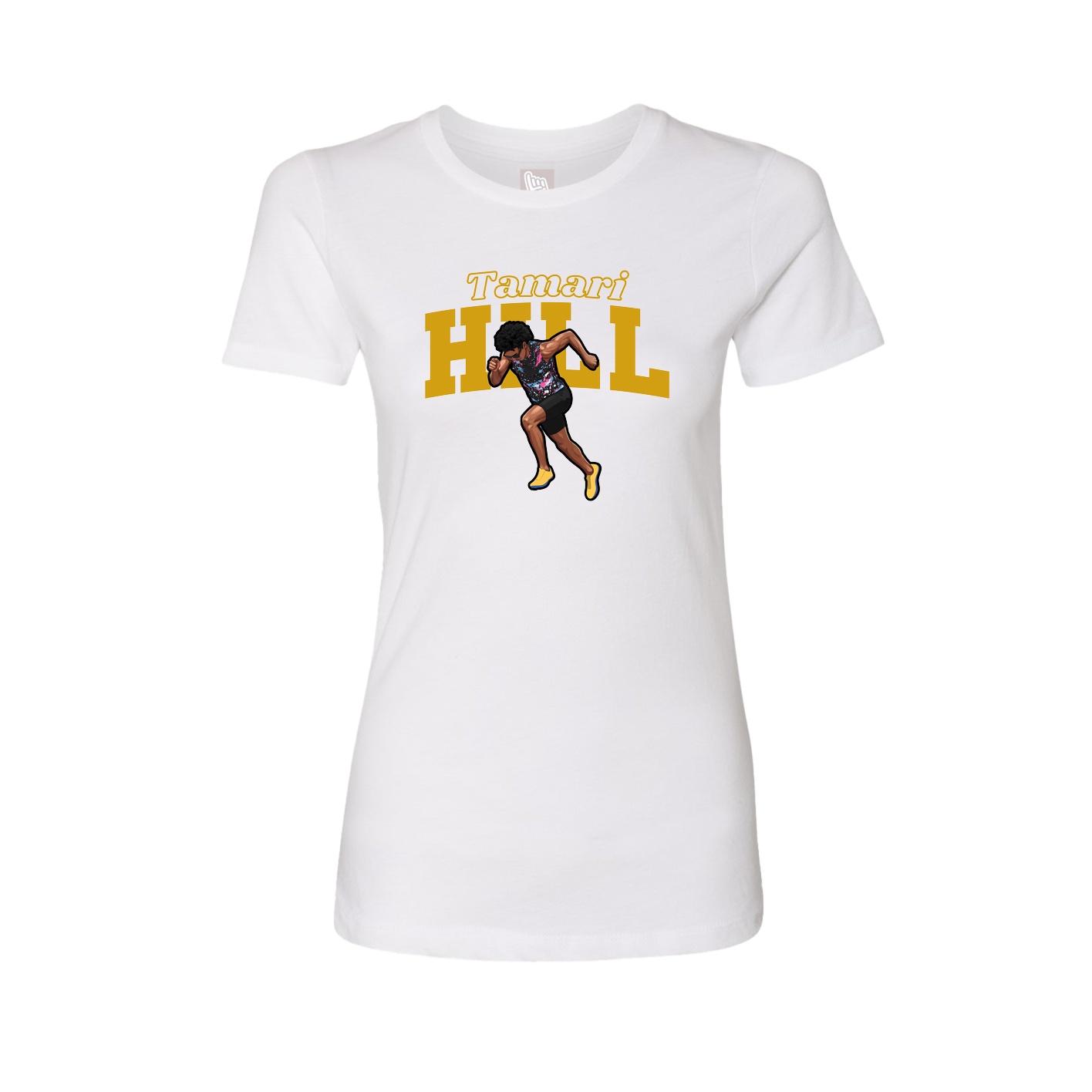 Womens Tee — Name Arch in White