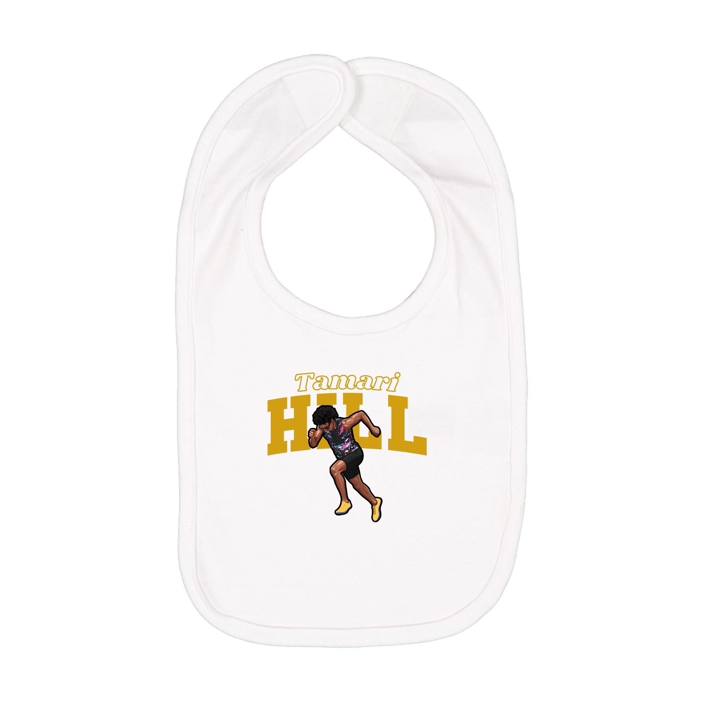 Infant Bib — Name Arch in White