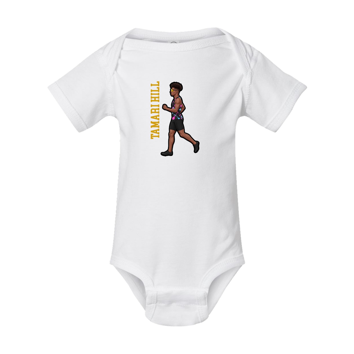 Baby Onesie — Name Vertical in White