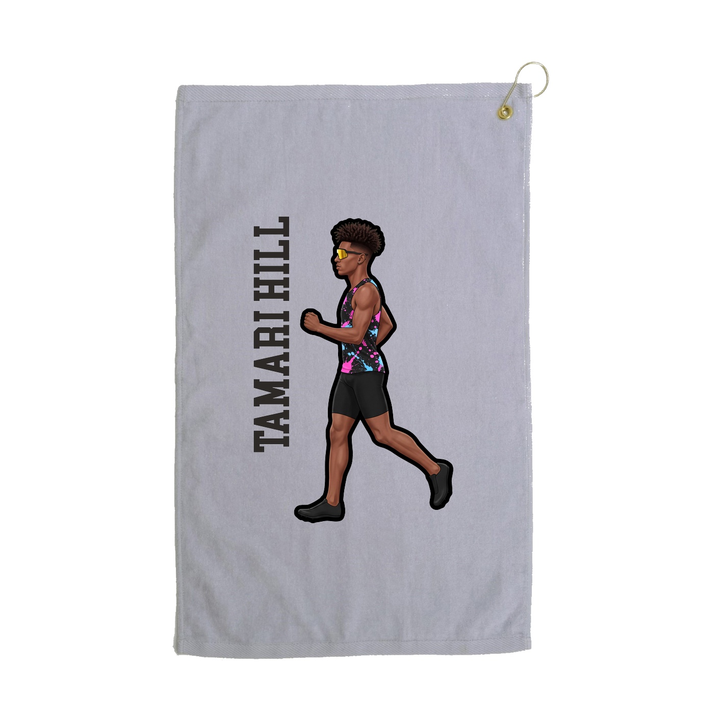 Golf Towel — Name Vertical in Grey