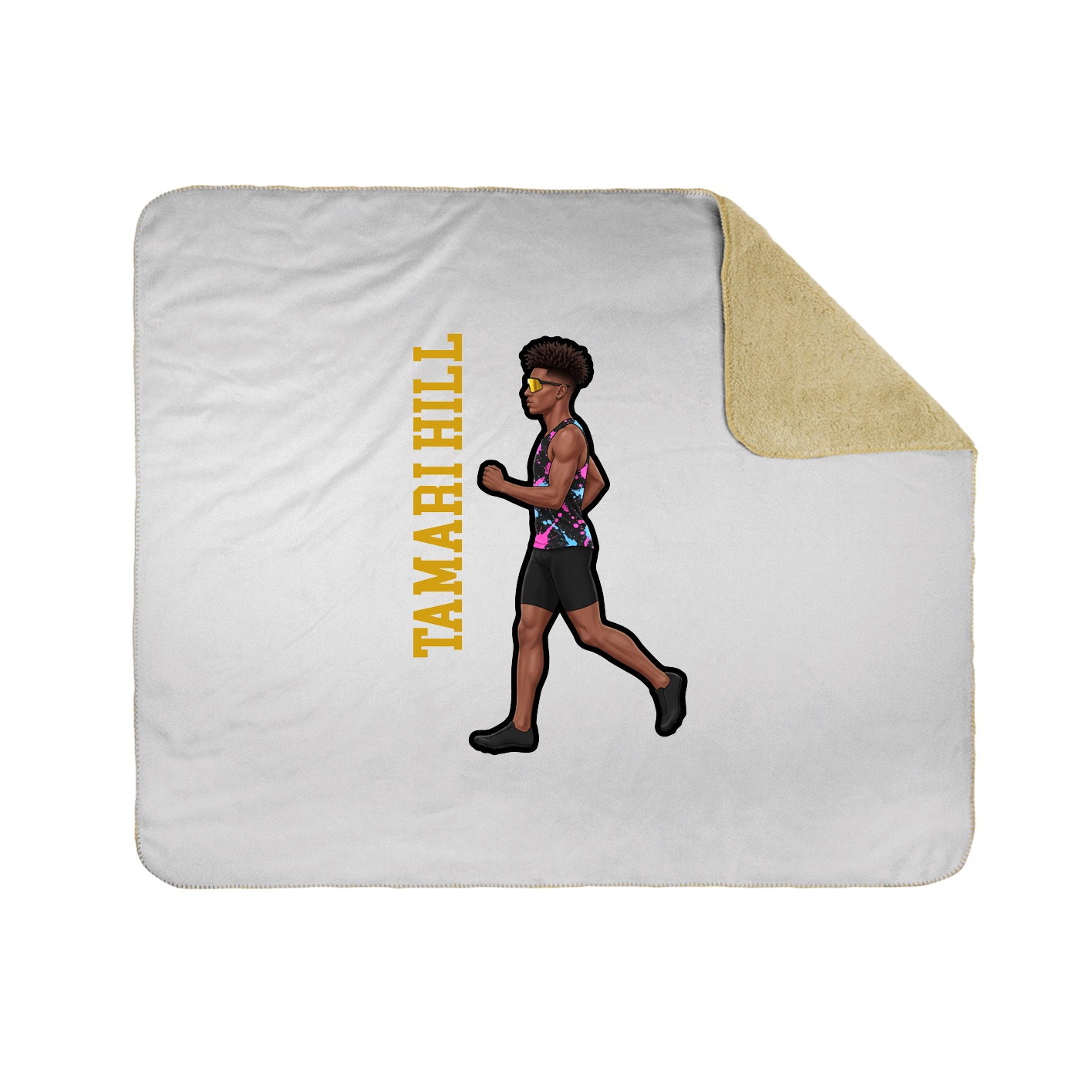 Throw Blanket — Name Vertical in White