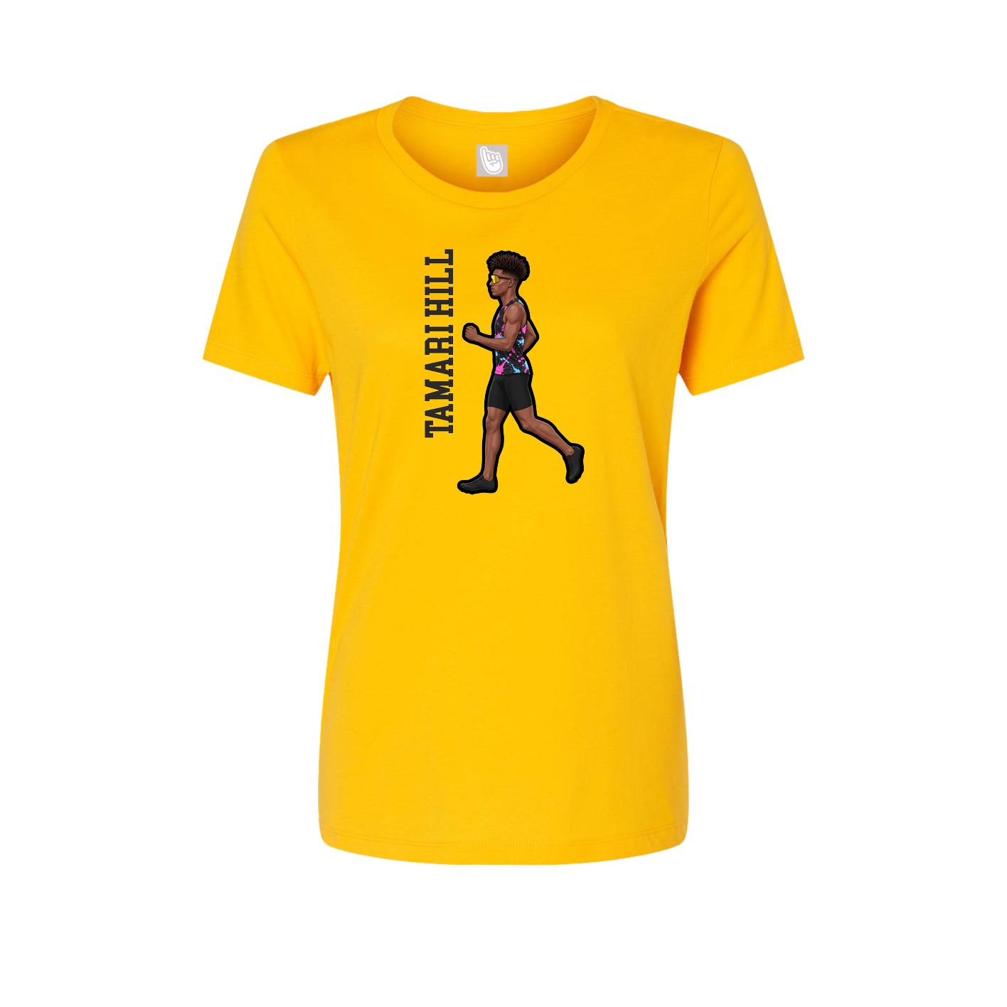Womens Tee — Name Vertical in Gold