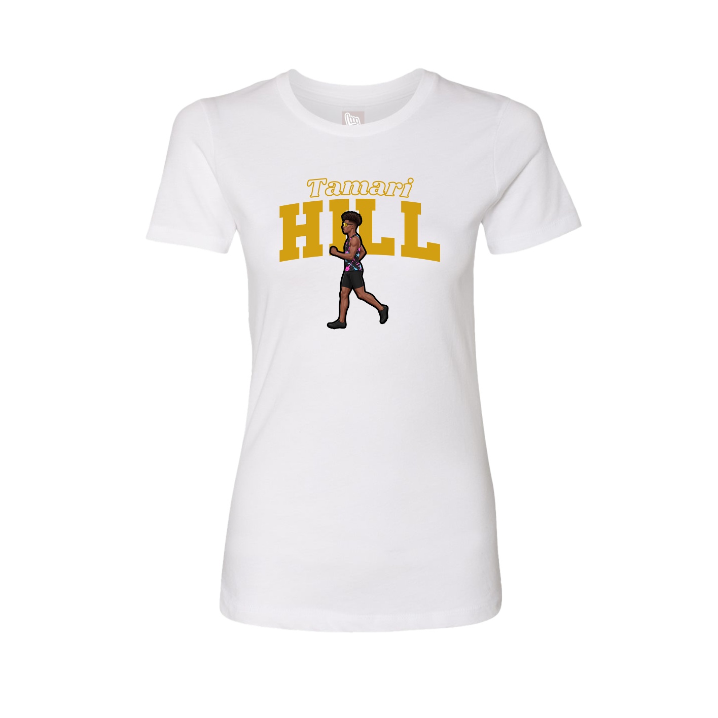 Womens Tee — Name Arch in White