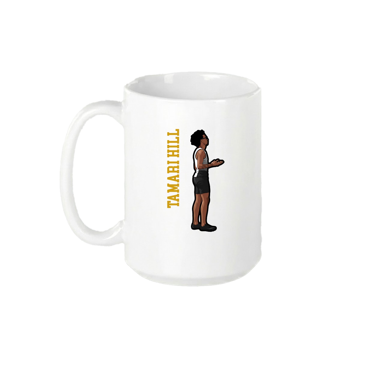 15oz Coffee Mug — Name Vertical in White