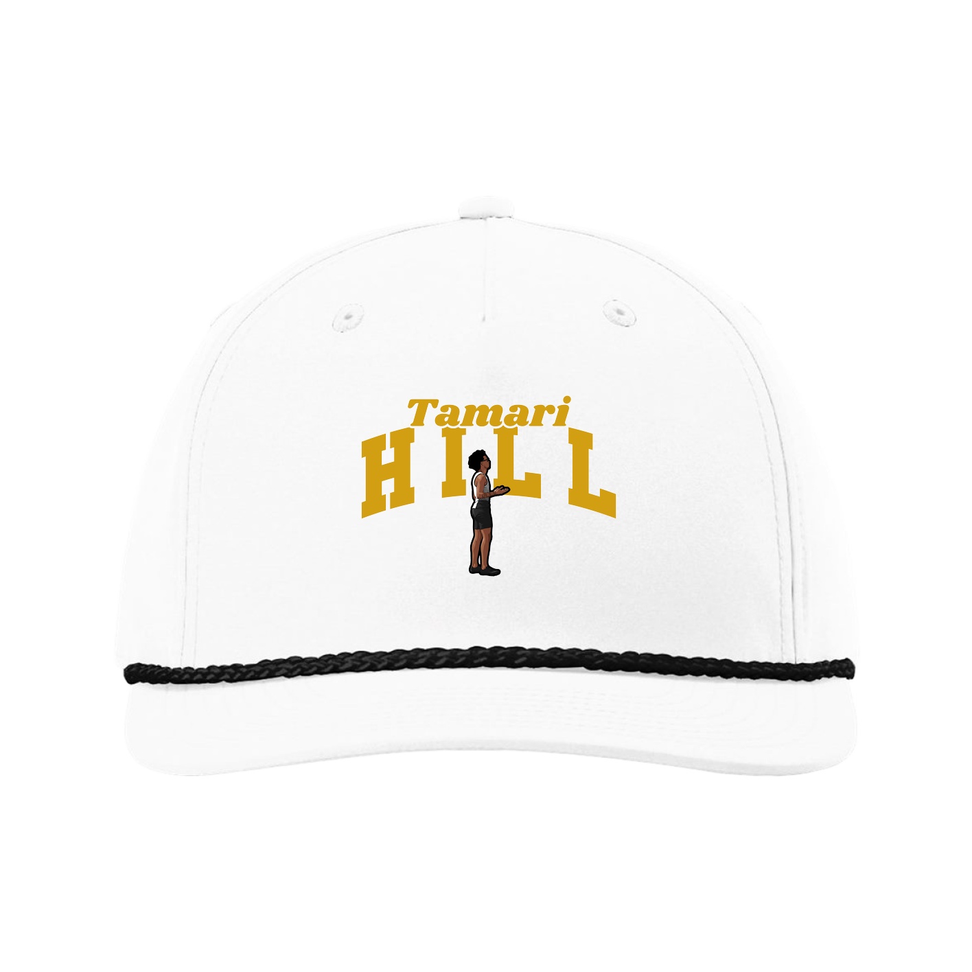 Five-Panel Classic Rope Cap — Signature Arch in White