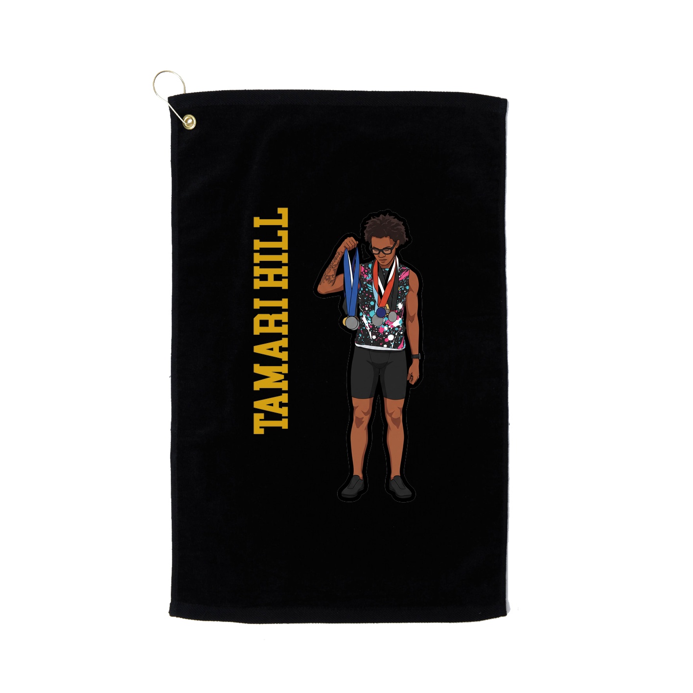 Golf Towel — Name Vertical in Black