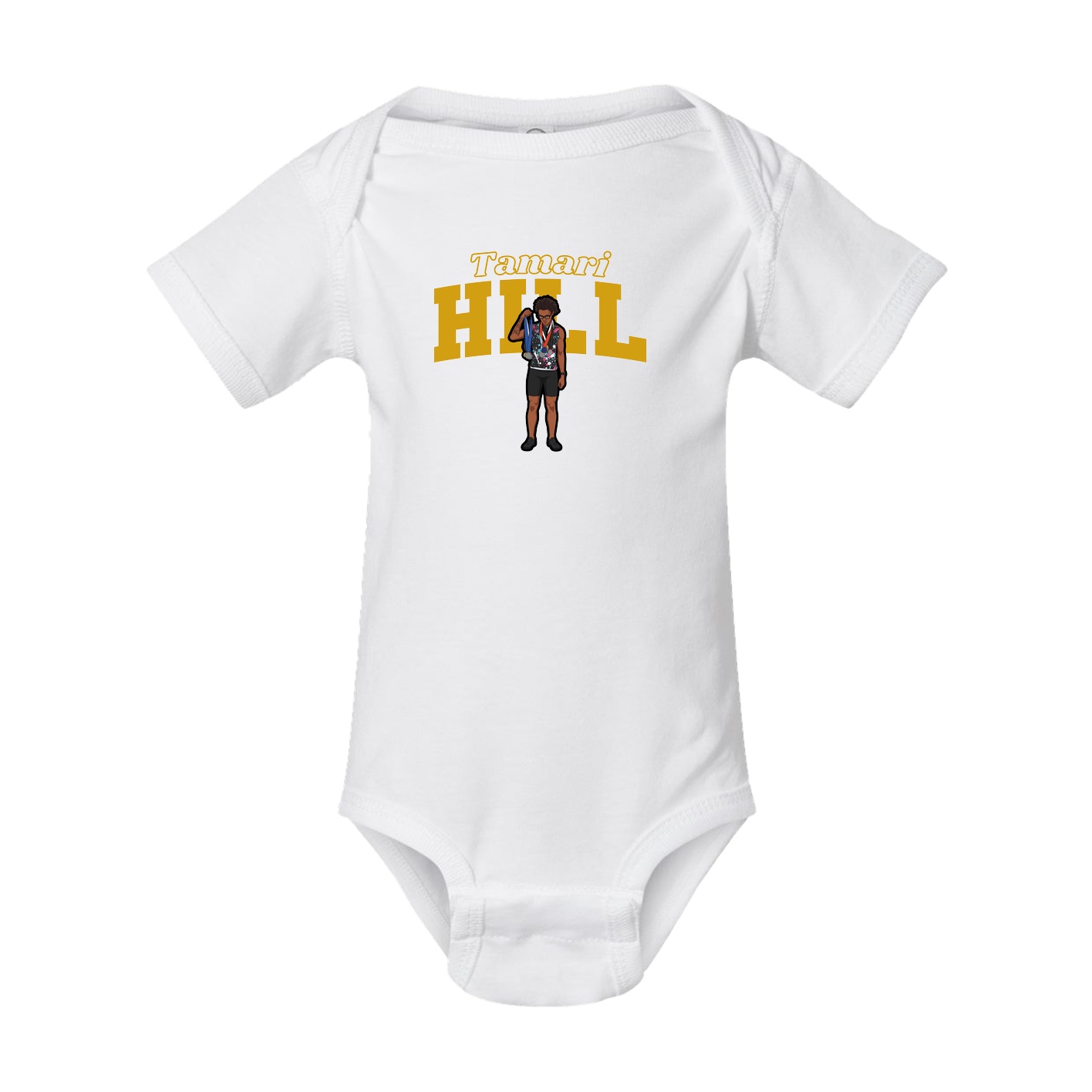 Baby Onesie — Name Arch in White