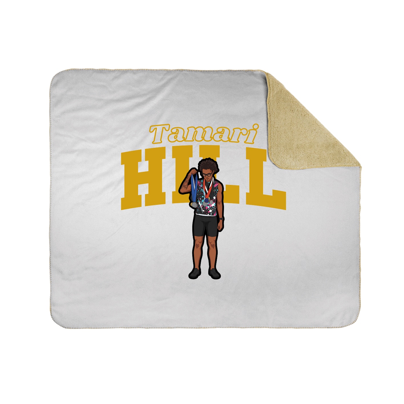 Throw Blanket — Name Arch in White