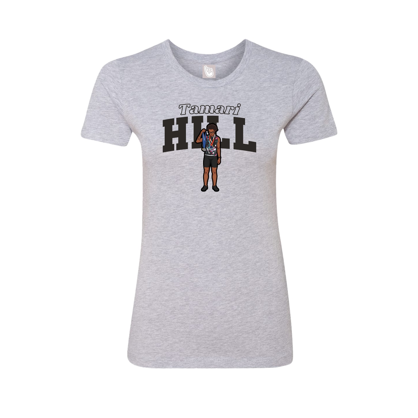 Womens Tee — Name Arch in Grey