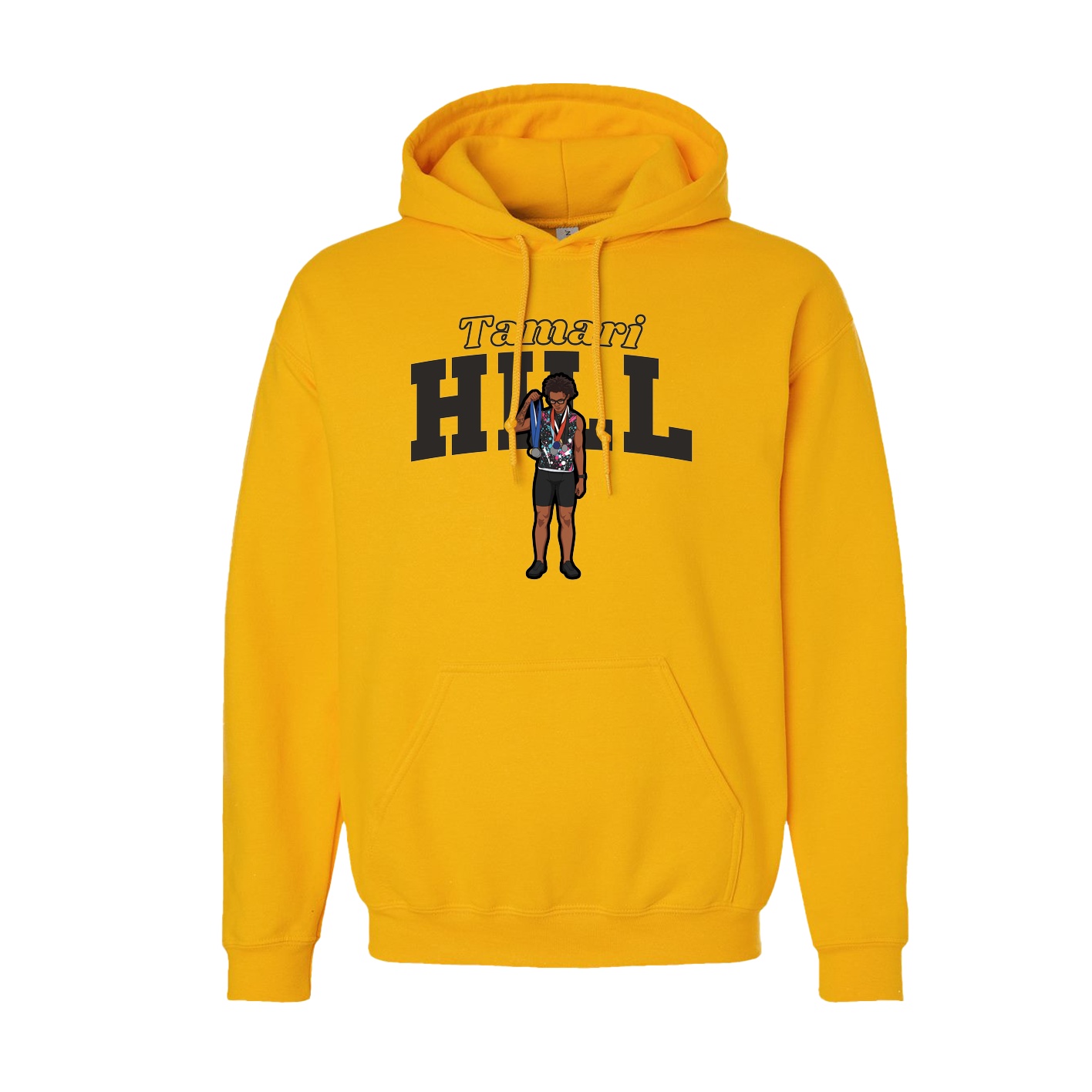 Youth Hoodie — Name Arch in Gold