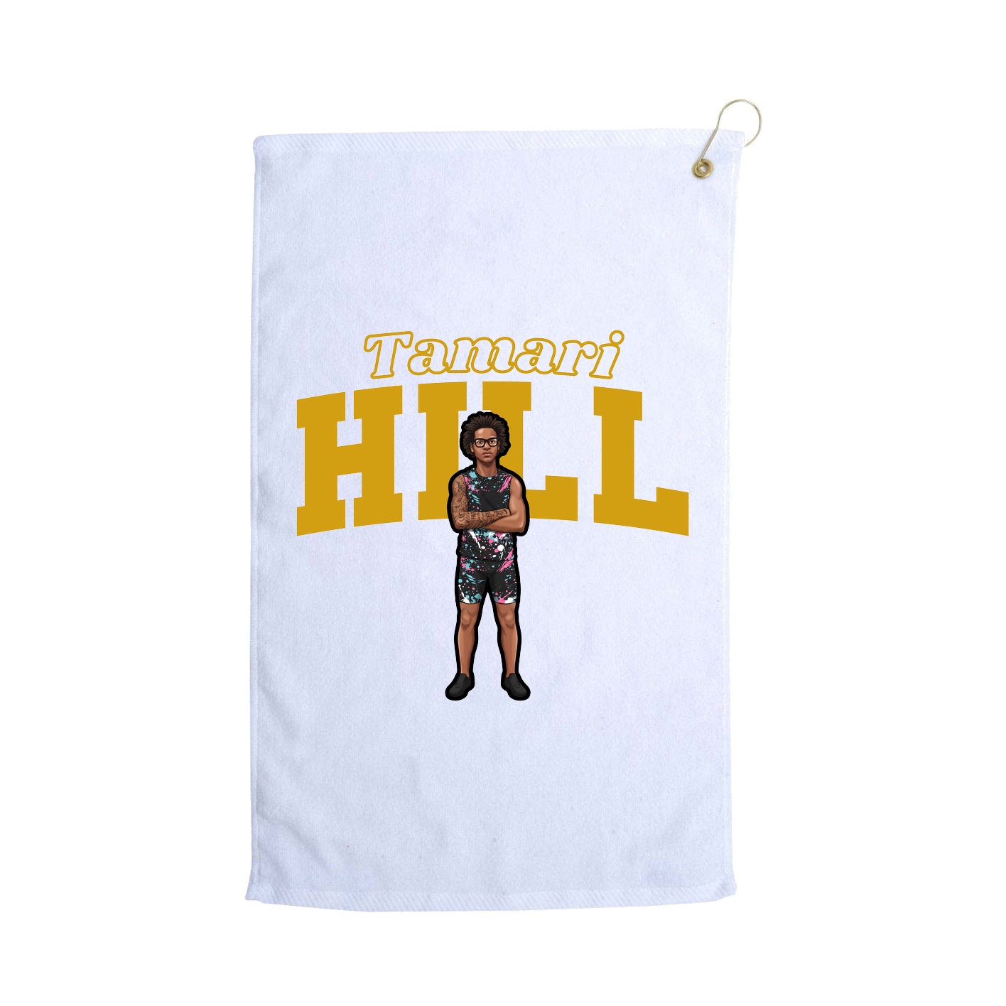 Golf Towel — Name Arch in White