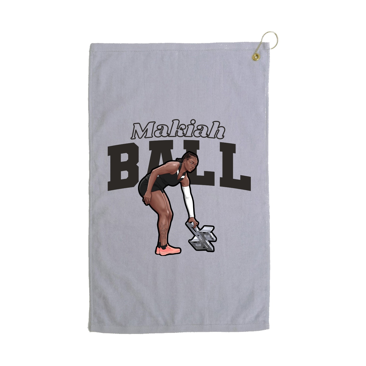 Golf Towel — Name Arch in Grey