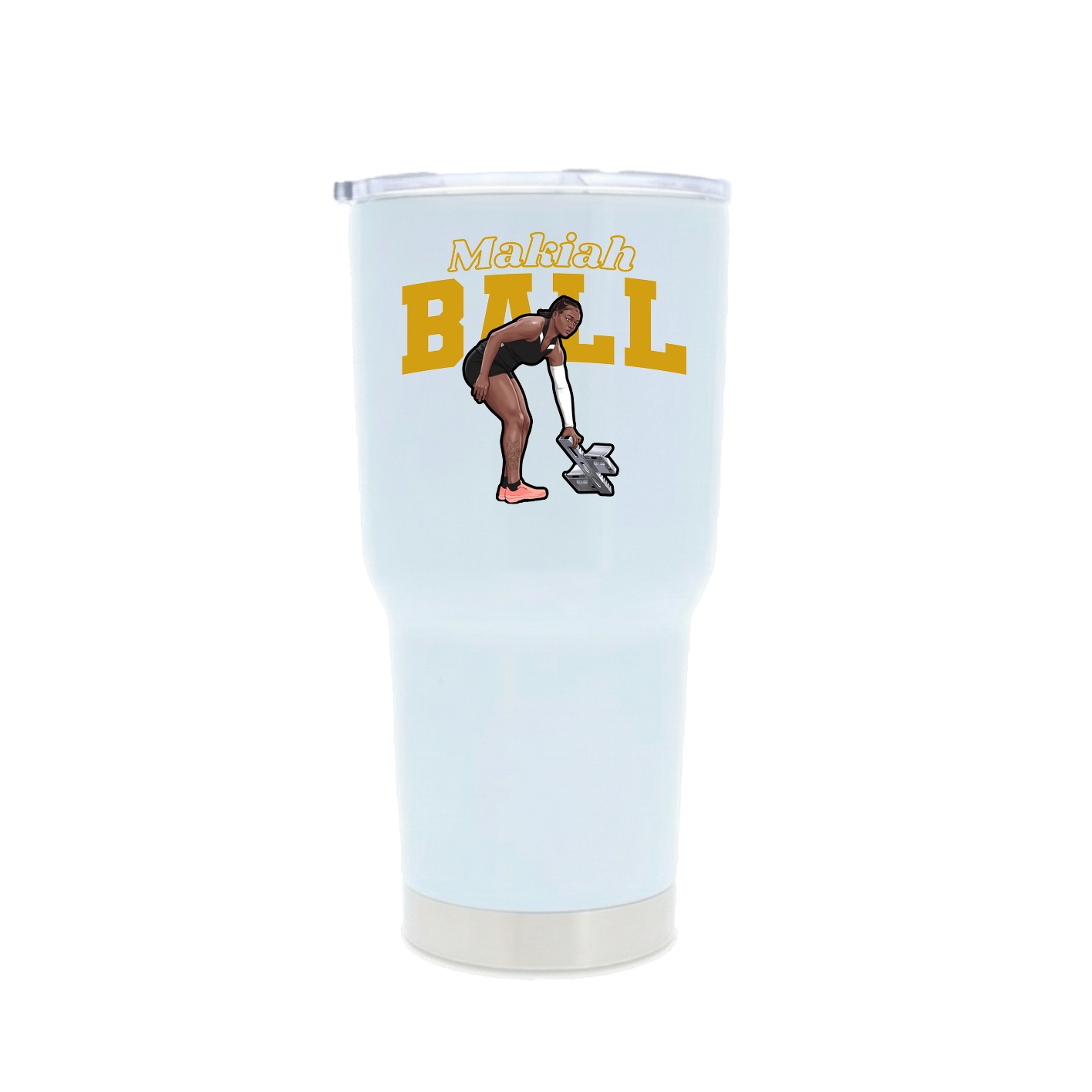 30oz Stainless Steel Tumbler — Name Arch in White