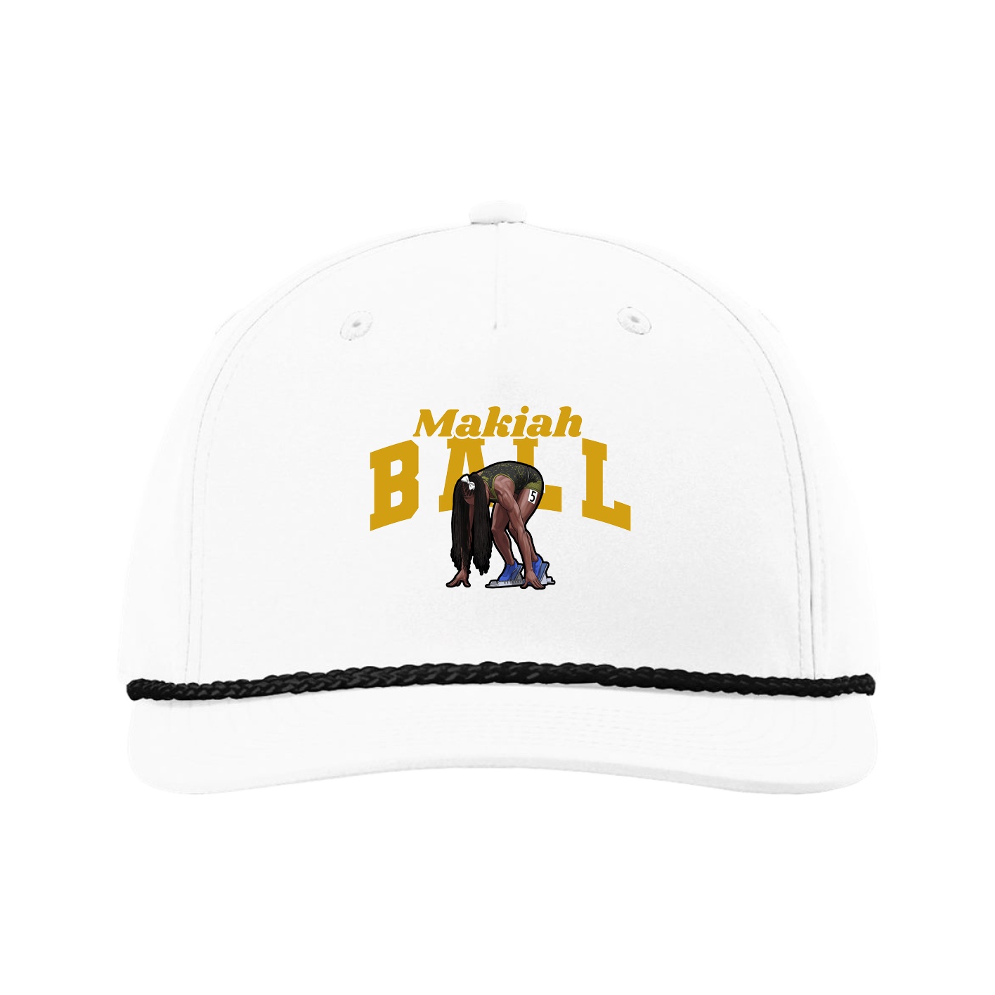 Five-Panel Classic Rope Cap — Signature Arch in White