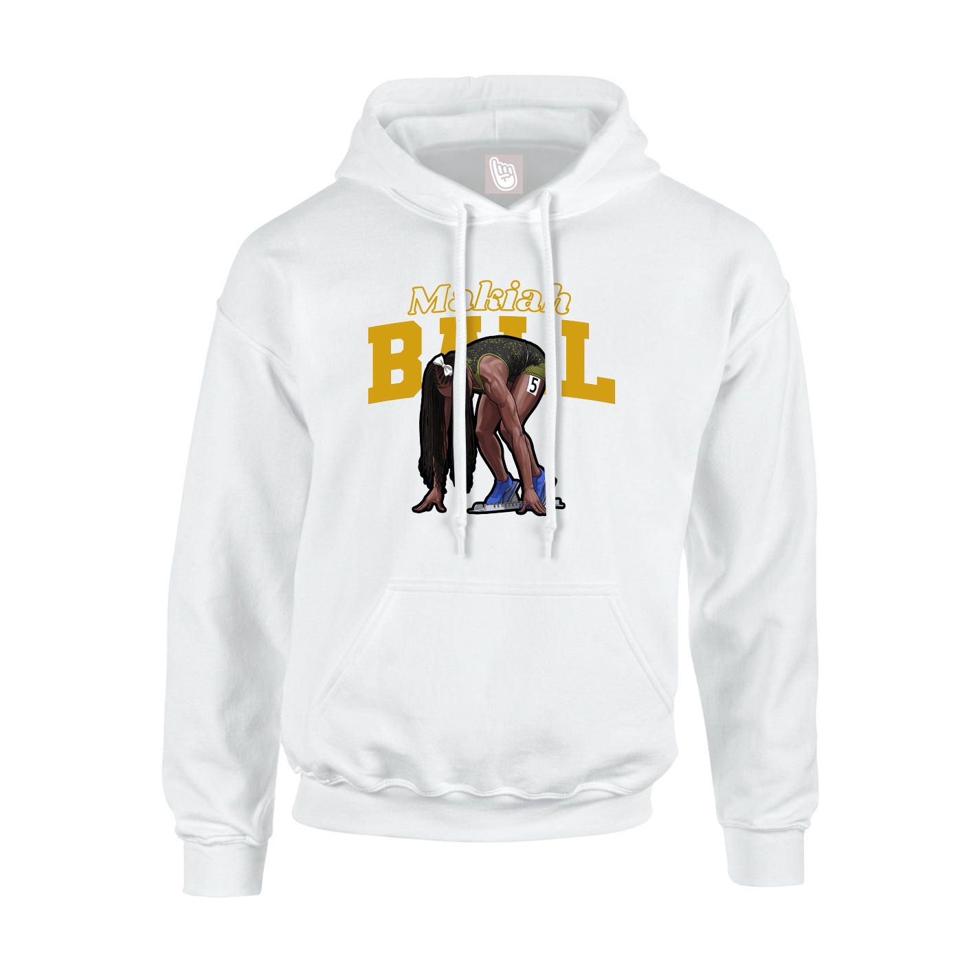 Youth Hoodie — Name Arch in White