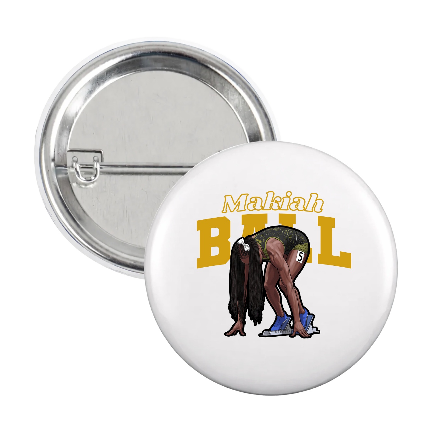 Game Day Button — Name Arch in White