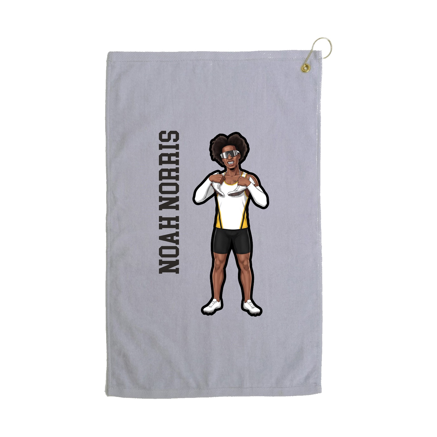 Golf Towel — Name Vertical in Grey