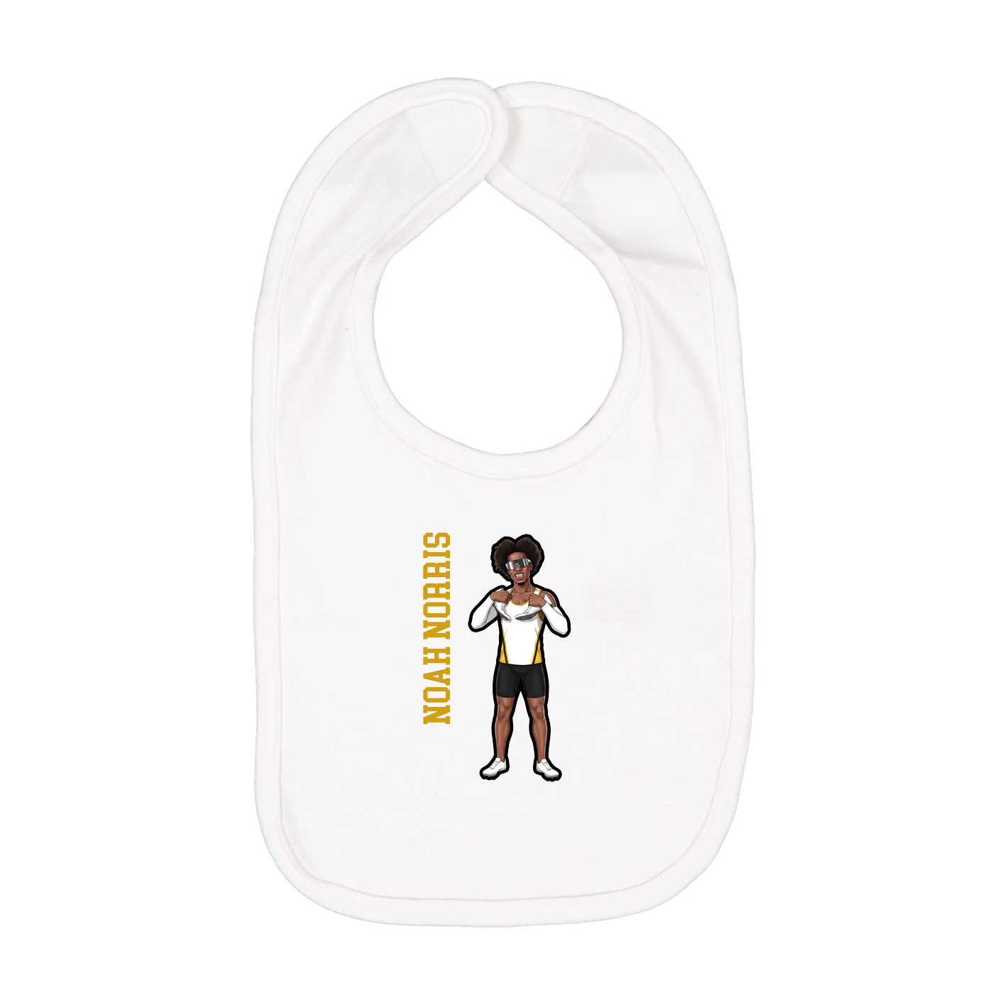 Infant Bib — Name Vertical in White