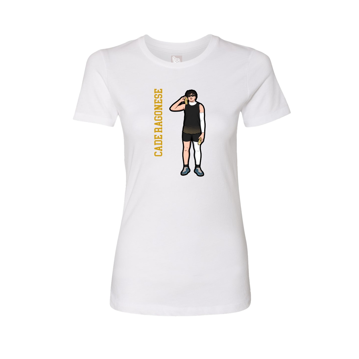Fitted Women's Tee — Name Vertical in White