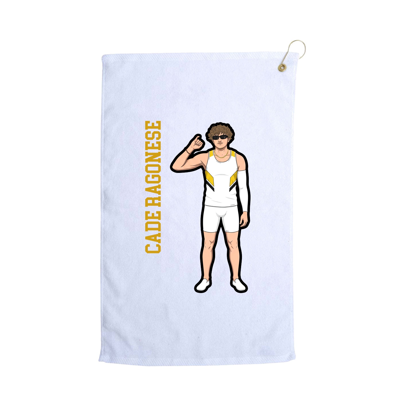 Golf Towel — Name Vertical in White