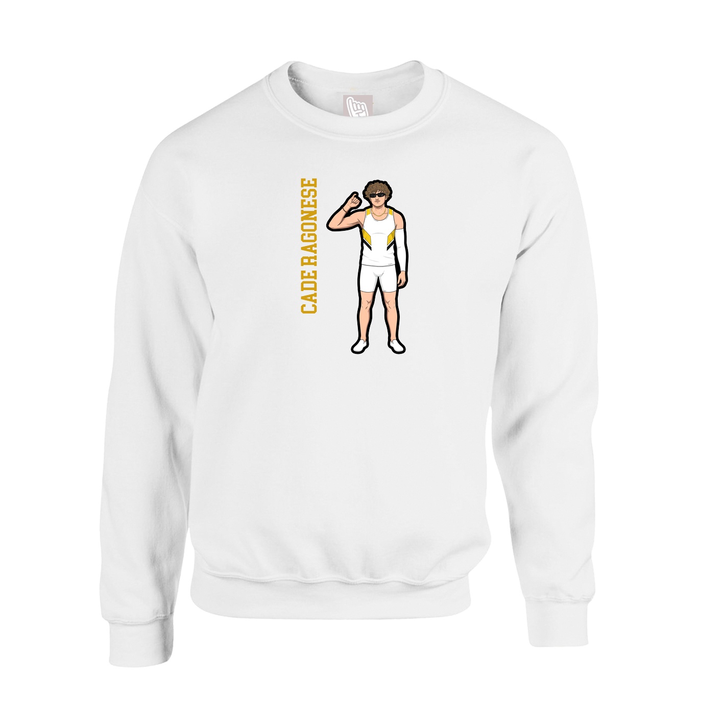Fleece Crew — Name Vertical in White