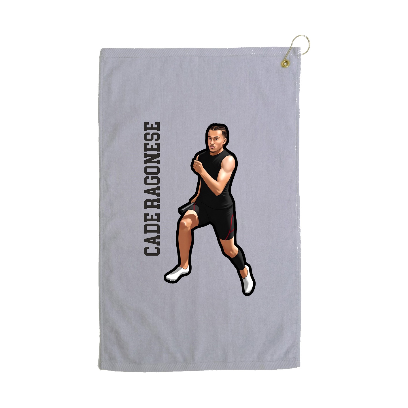 Golf Towel — Name Vertical in Grey