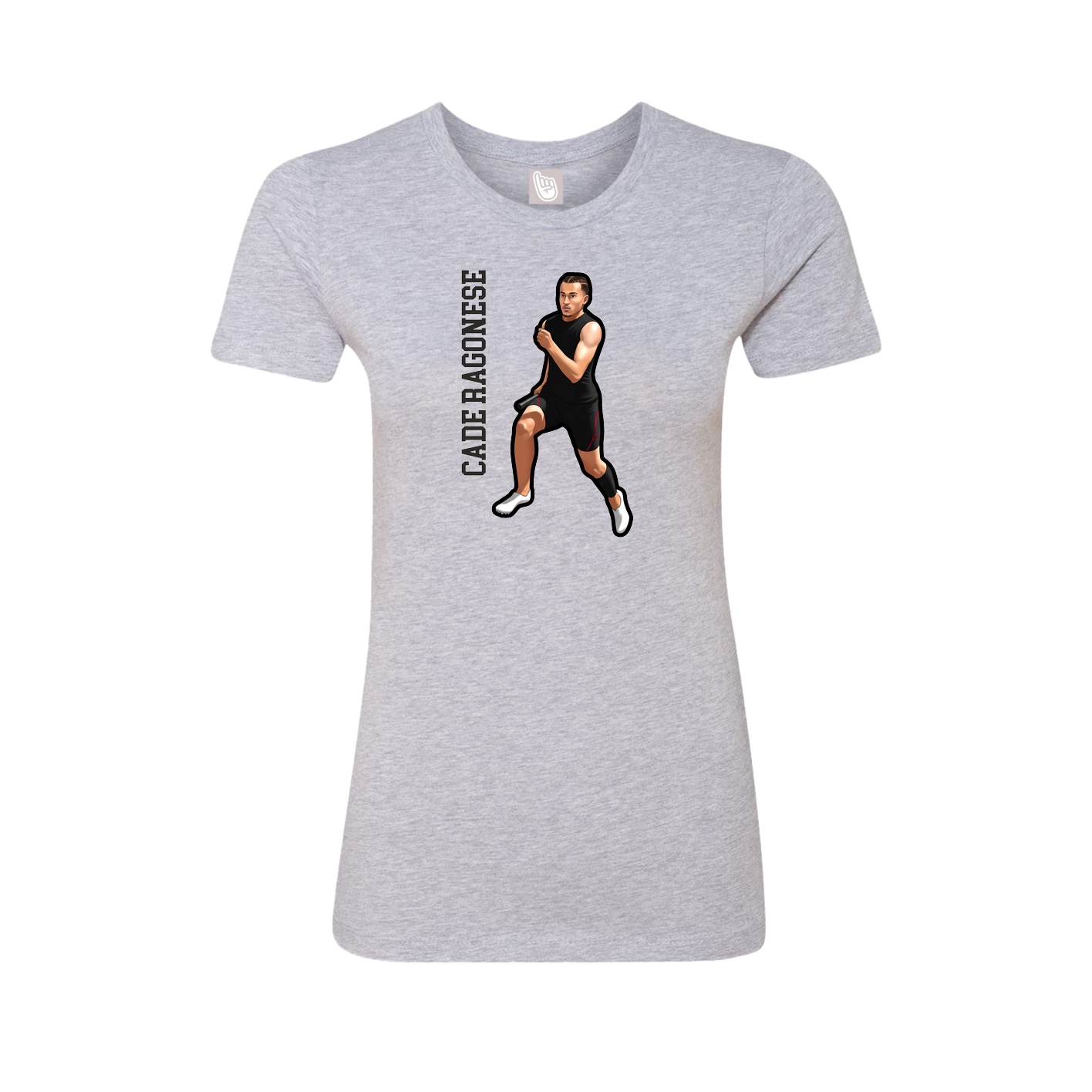 Fitted Women's Tee — Name Vertical in Grey
