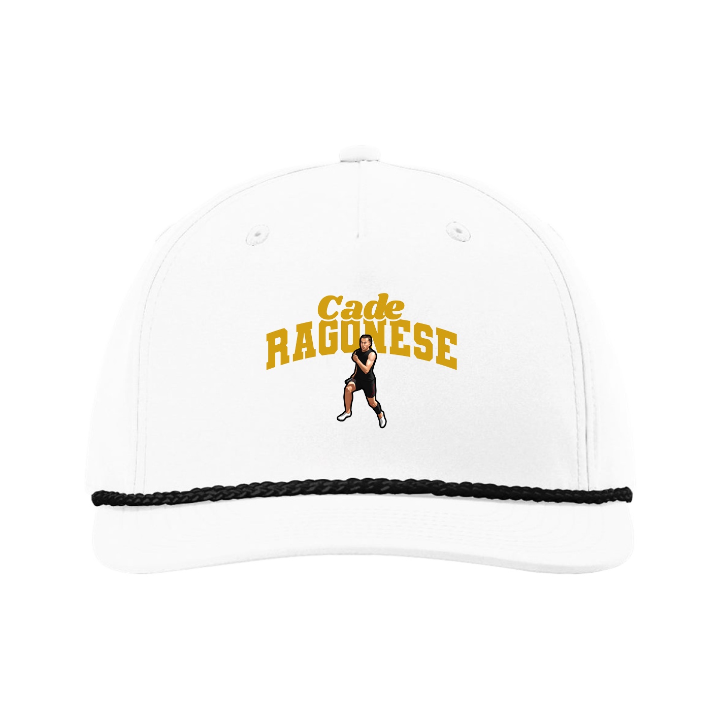 Five-Panel Classic Rope Cap — Signature Arch in White