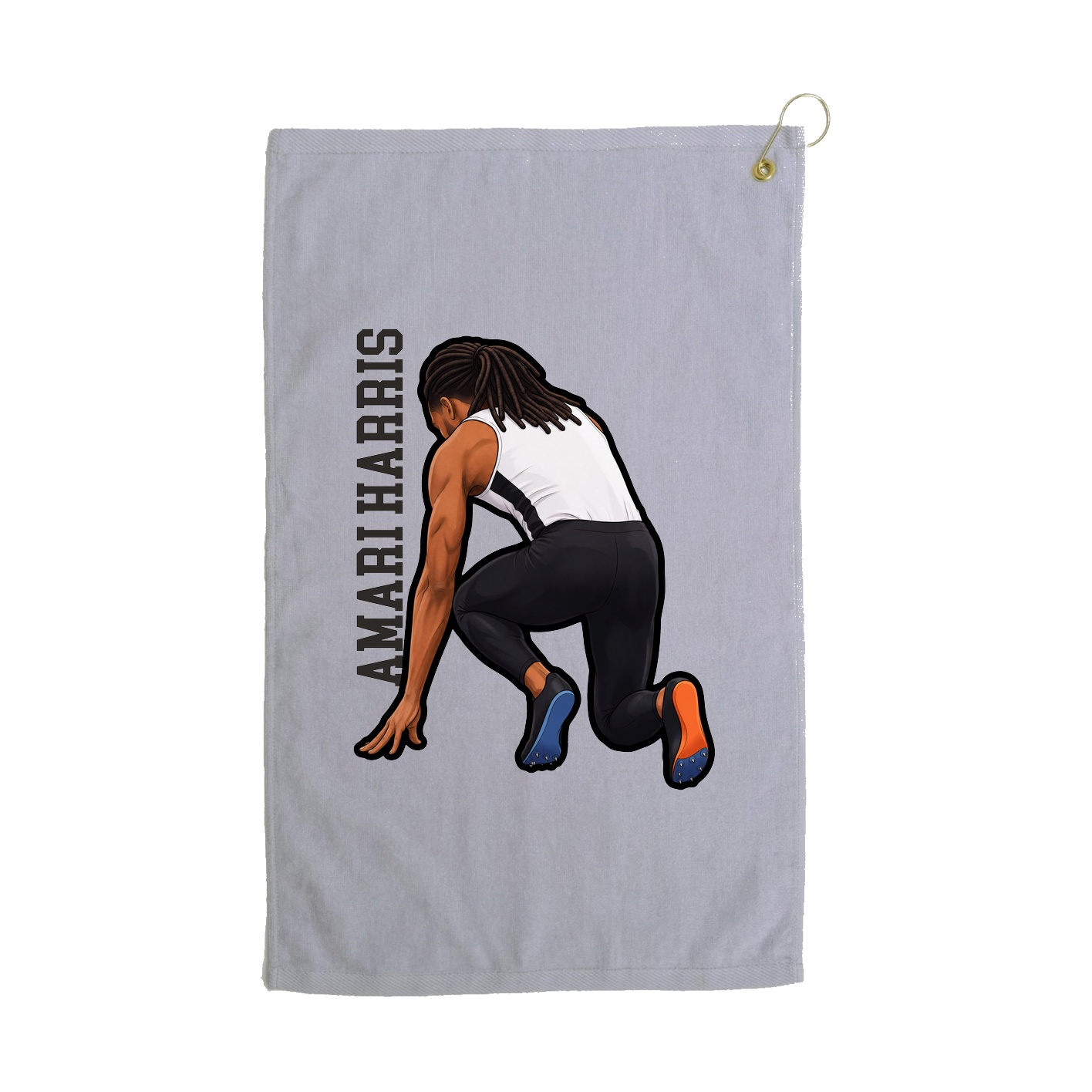 Golf Towel — Name Vertical in Grey