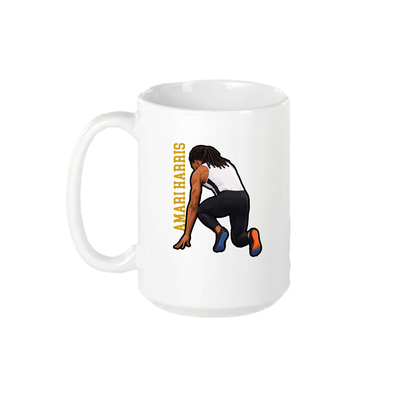 15oz Coffee Mug — Name Vertical in White