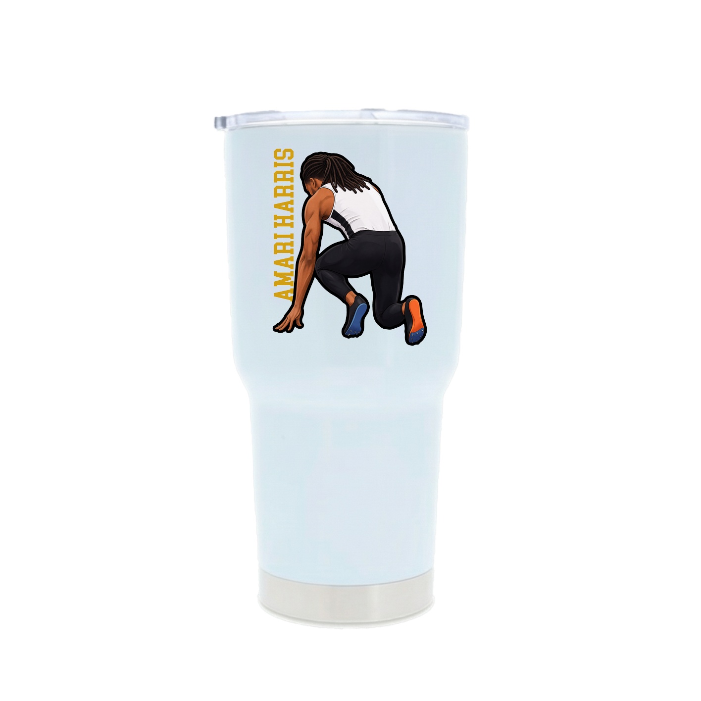 30oz Stainless Steel Tumbler — Name Vertical in White