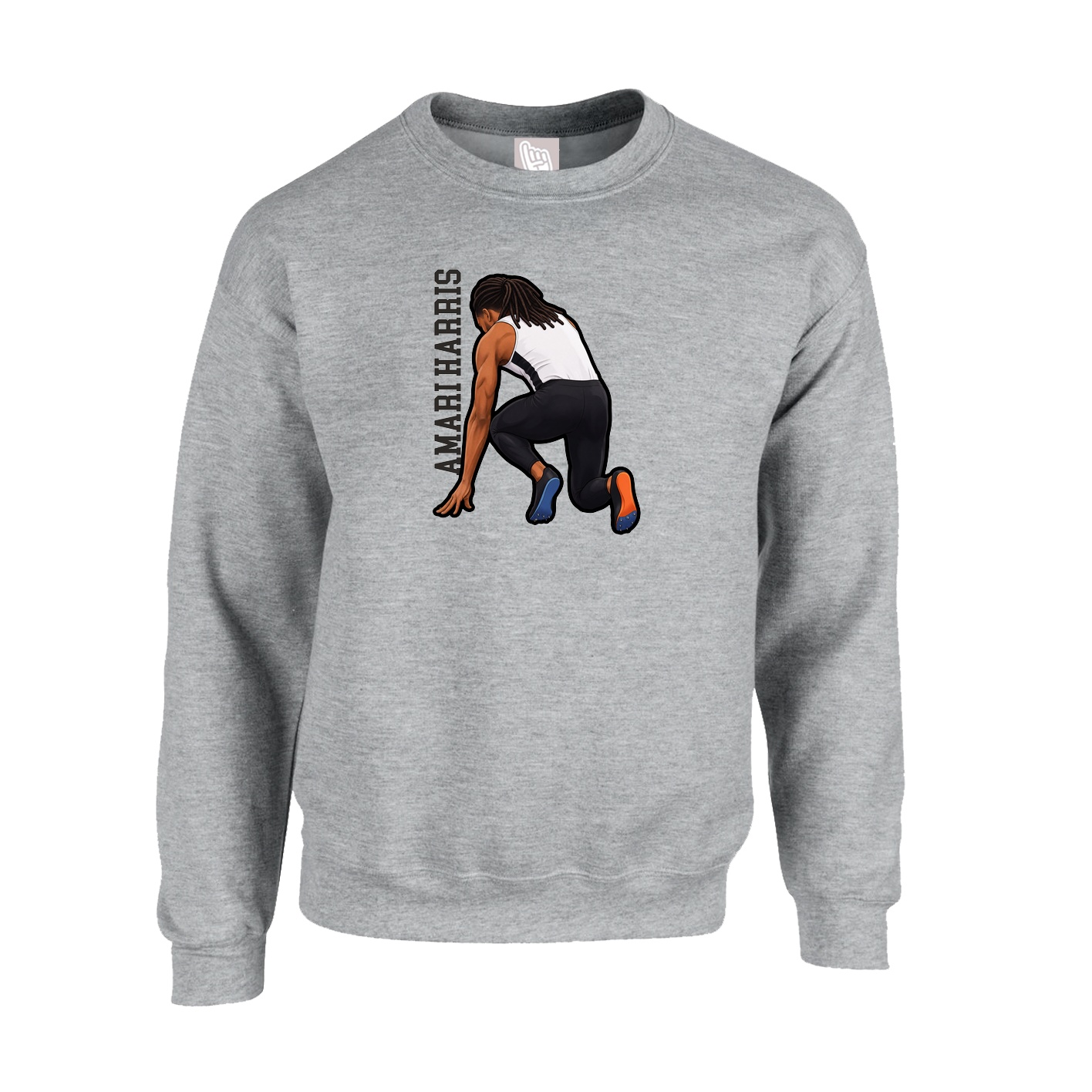 Fleece Crew — Name Vertical in Grey