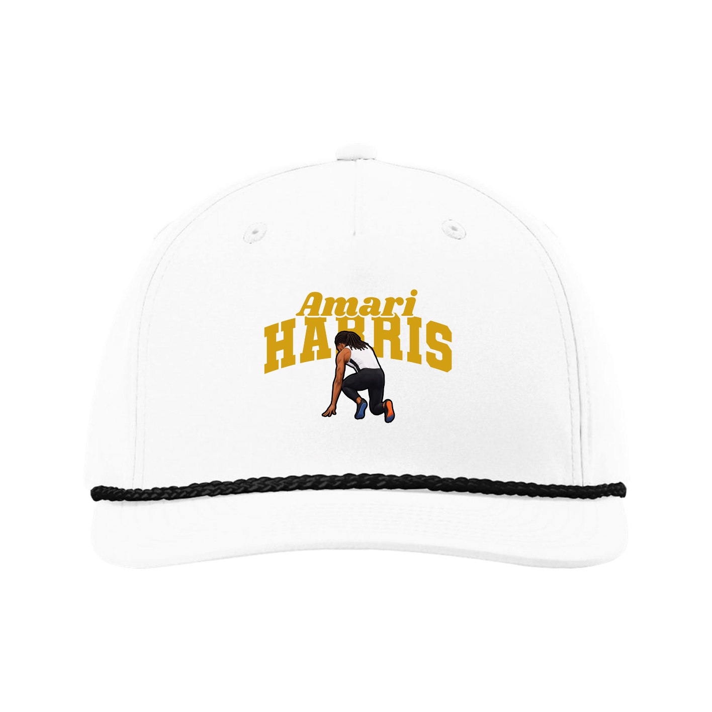 Five-Panel Classic Rope Cap — Signature Arch in White
