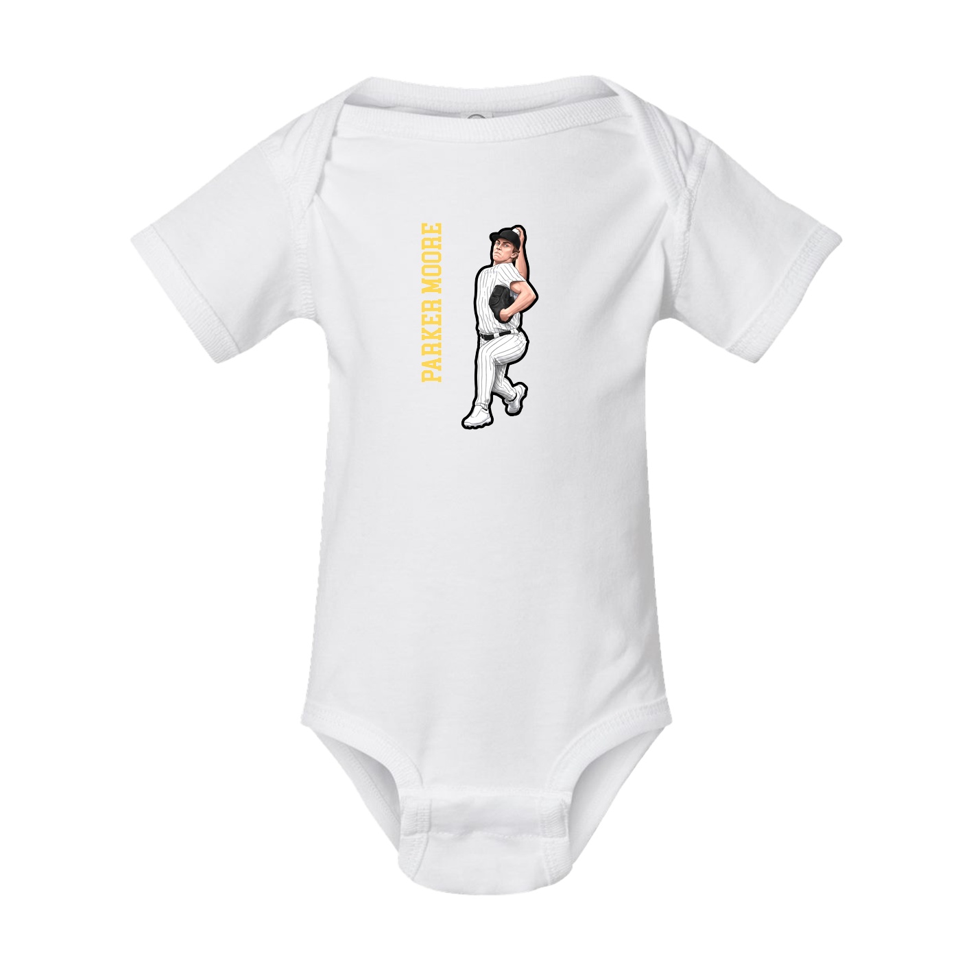 Baby Onesie — Name Vertical in White
