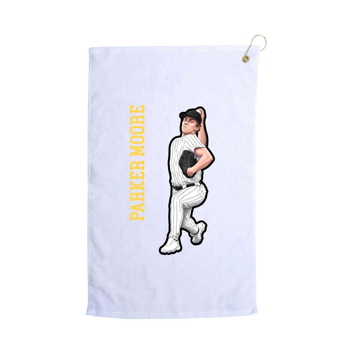 Golf Towel — Name Vertical in White